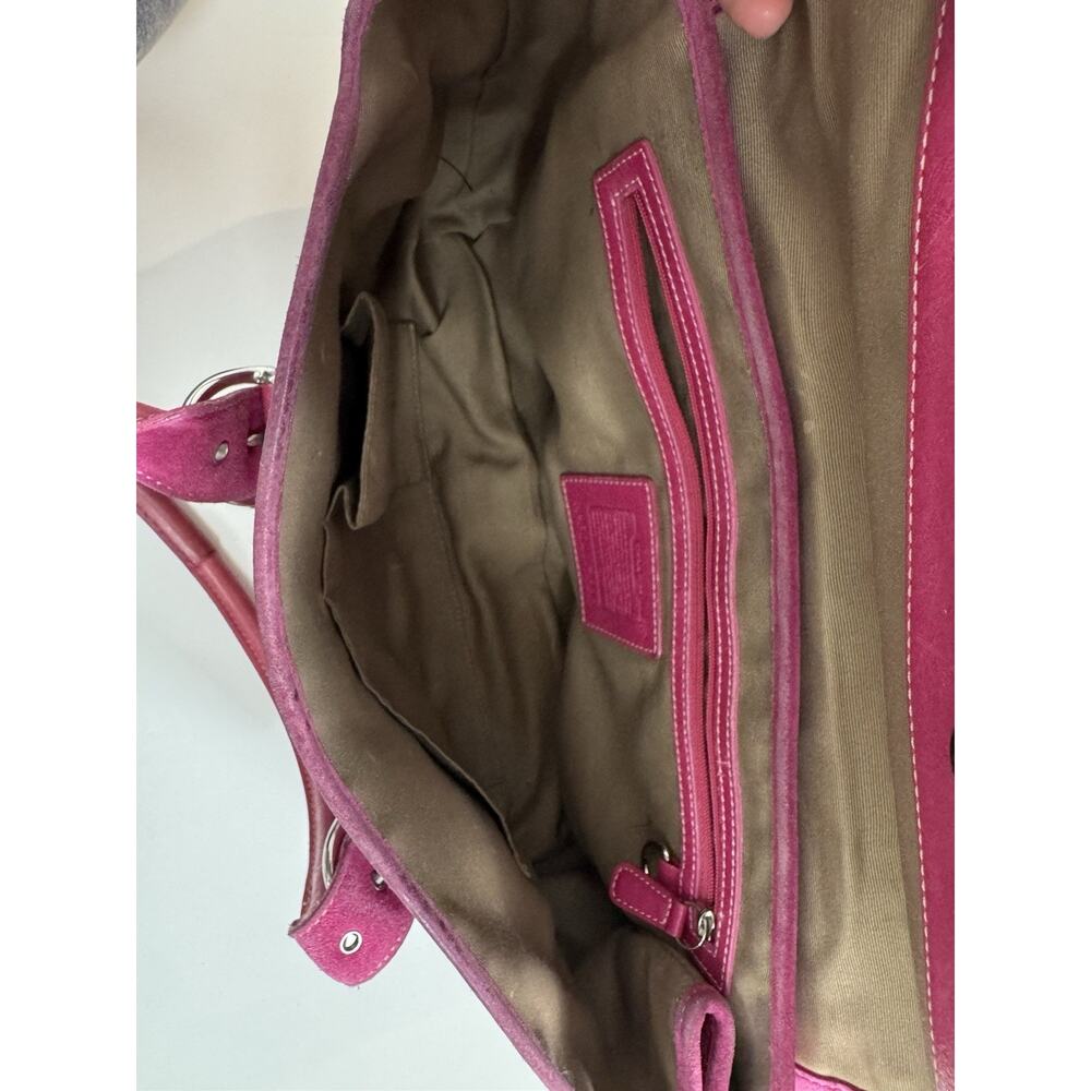 Vintage Coach Soho 7080 Pink Signature Jacquard Suede Flap Satchel Y2K Bag Rare - Picture 4 of 13